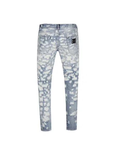 Lniane jeansy Dolce And Gabbana niebieskie