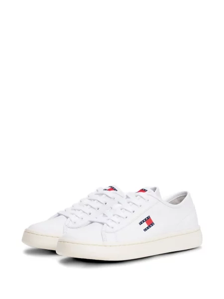 Bőr sneaker Tommy Hilfiger autogrammal fehér