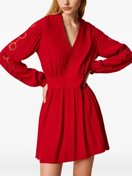 Rochie mini Twinset cu broderie cu decolteu în V de costum