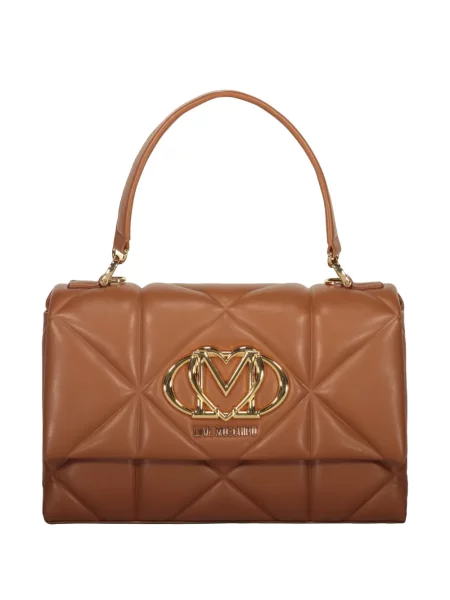 Geantă de mână Love Moschino matlasată cu autograf maro