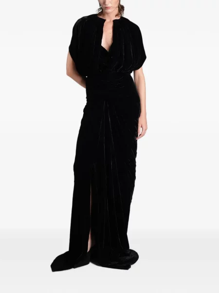 Rochie Rick Owens de catifea cu volane negru
