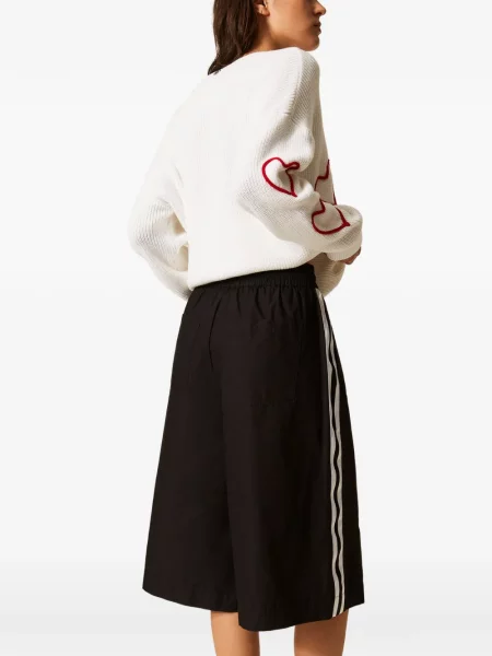 Pantaloni scurți Twinset cu dungi negru