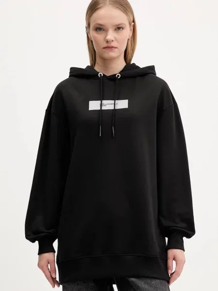 Karl Lagerfeld Jeans bluza z kapturem z nadrukiem czarny