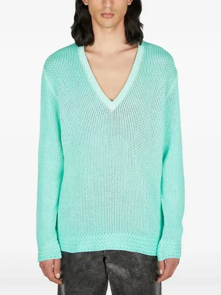 Pulover Guess cu decolteu în V verde