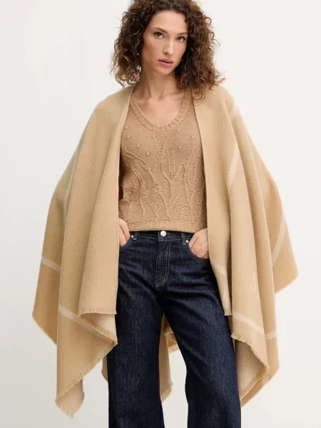 Вълнено пончо MM GIUDEA бежово