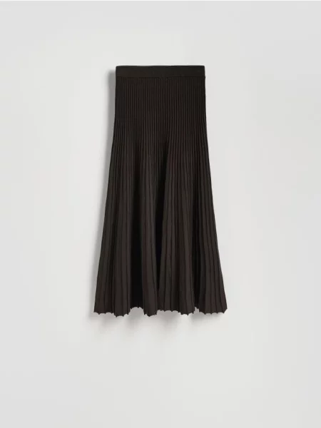 Reserved Fustă din tricot reiat cacao-cu-lapte