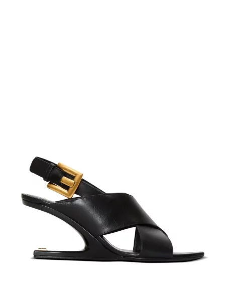 Sandale Balmain din piele cu pană negru