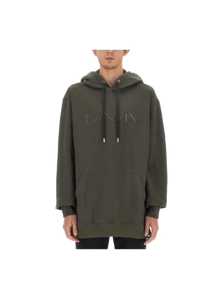 Bluza z kapturem Lanvin z kapturem z logo zielona