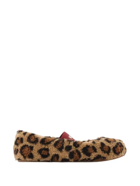 Balerini Moon Boot cu imagine cu model leopard din piele de oaie maro