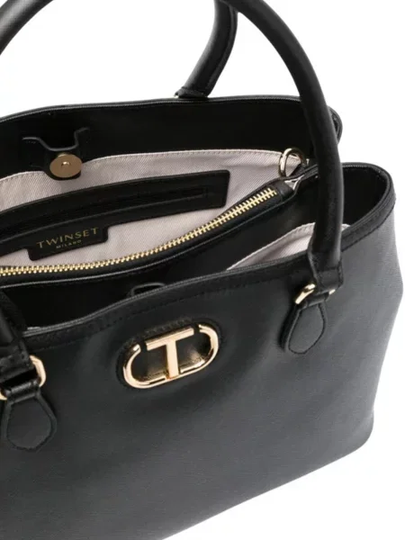 Geanta de piele Twinset din piele negru