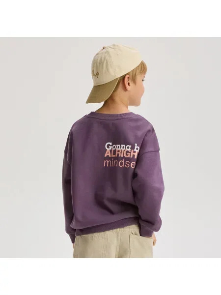 Reserved Mikina oversized s potiskem hroznová