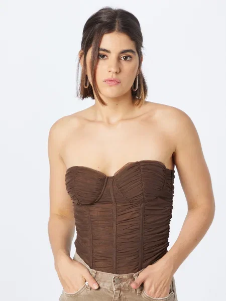 Misspap Tricou body ciocolatiu