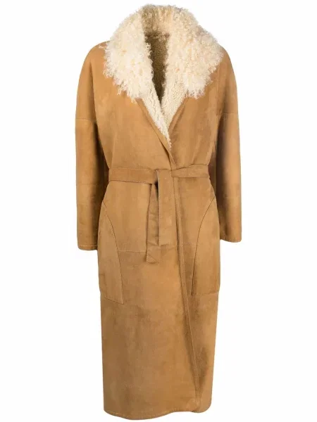 Kožený pás kabát Hermès Pre-owned hnědý