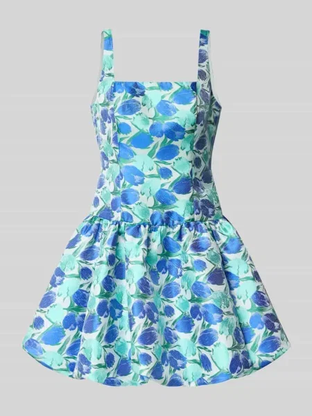 Sukienka koktajlowa z prostokątnym dekoltem Adrianna Papell niebieska