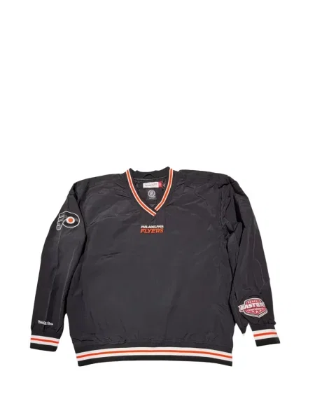 Pulover Mitchell & Ness cu decolteu în V cu autograf negru