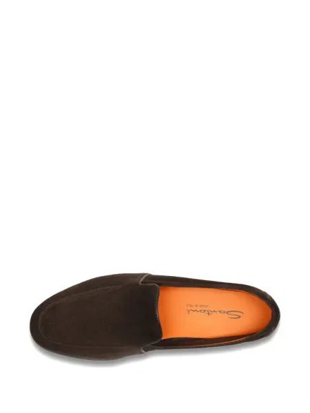 Pantofi loafer Santoni din piele de căprioară maro