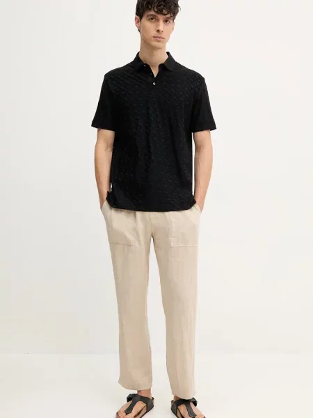 BOSS polo gładki czarny