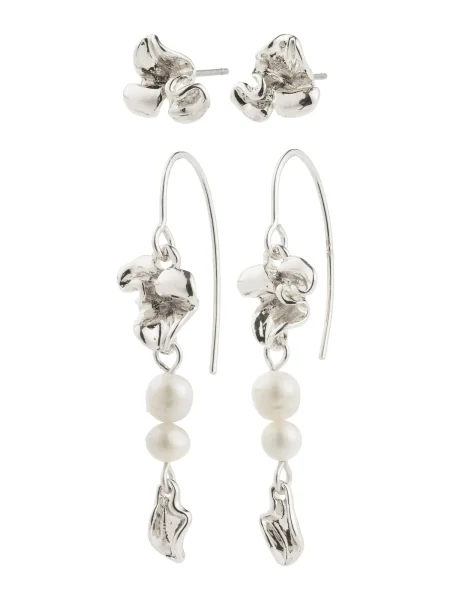 Pilgrim Uhani LUIS srebrna bela