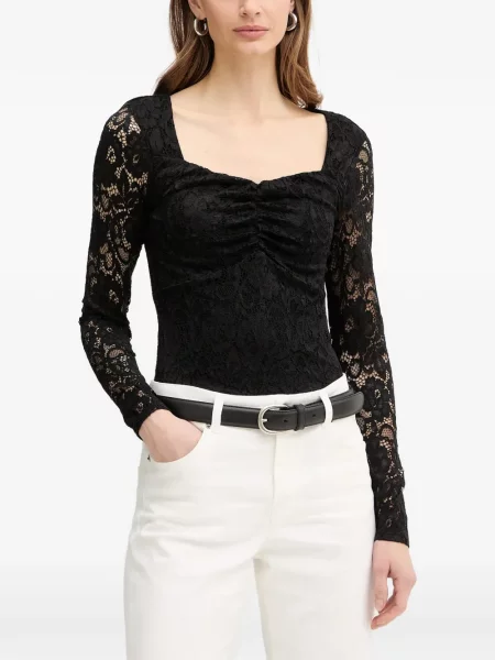 Bluză Guess din dantelă negru