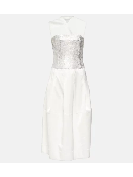 Sukienka midi Jacques Wei do kolan garniturowa biała