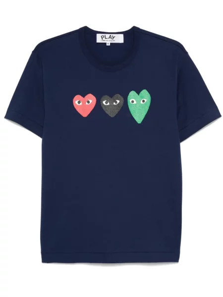 Tricou Comme Des Garcons Play cu imagine cu motiv cu inimi albastru