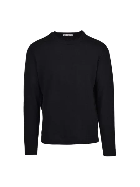 Sweter Wool & Co wełniany z okrągłym dekoltem czarny