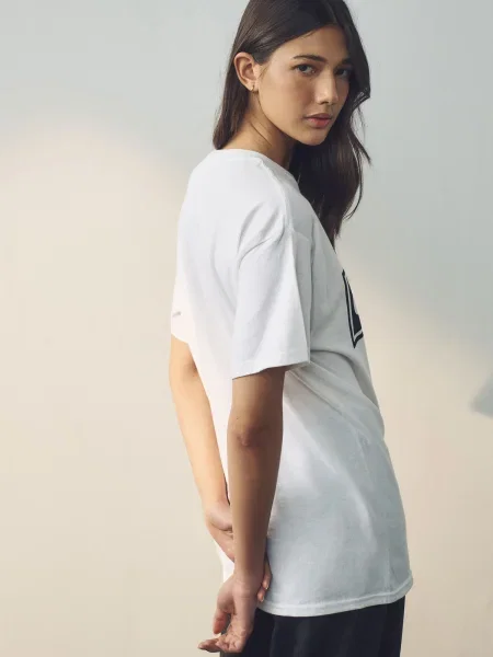 Next Tricou Oasis Band negru alb