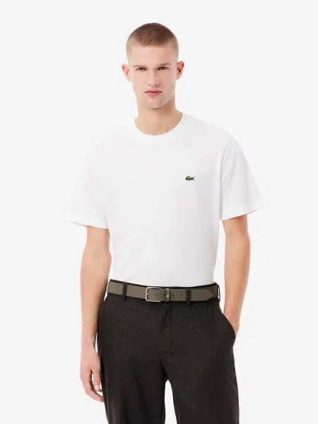 Кожаный ремень Lacoste с ремешками красный