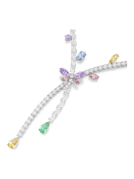 Lniany naszyjnik Swarovski szary