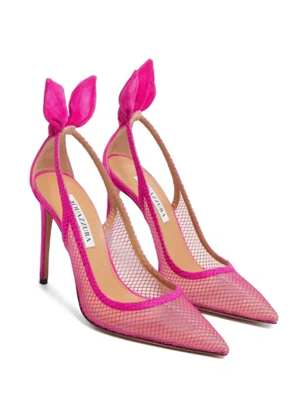 Pantofi cu toc Aquazzura cu funde roz