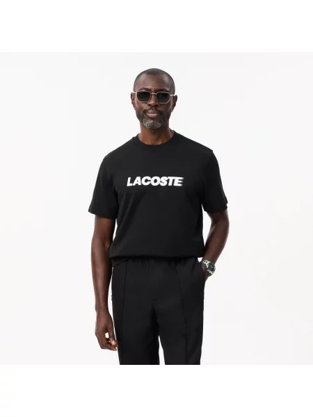 Lacoste Klasyczny Krój Gruba Koszulka Z Logo czarna
