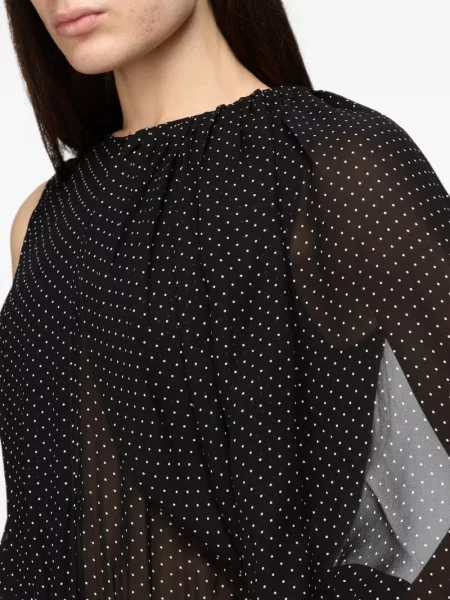 Rochie midi Crida cu buline asimetrică negru