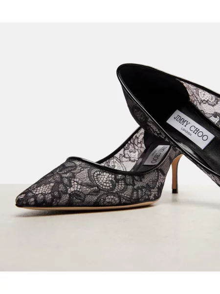 Pantofi cu toc Jimmy Choo din dantelă negru