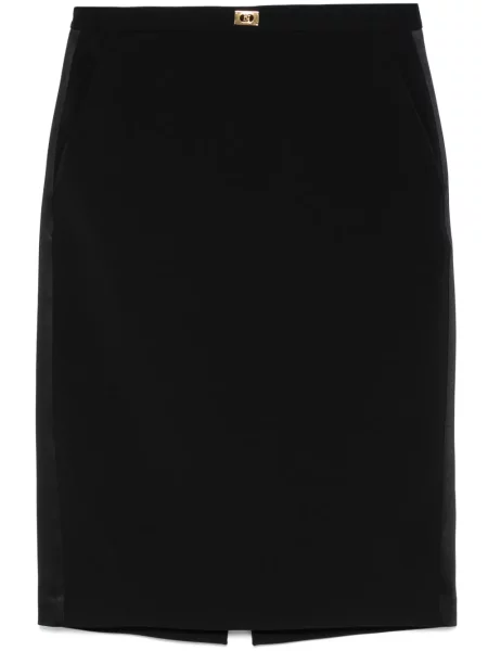 Fustă midi Elisabetta Franchi din satin până la genunchi negru