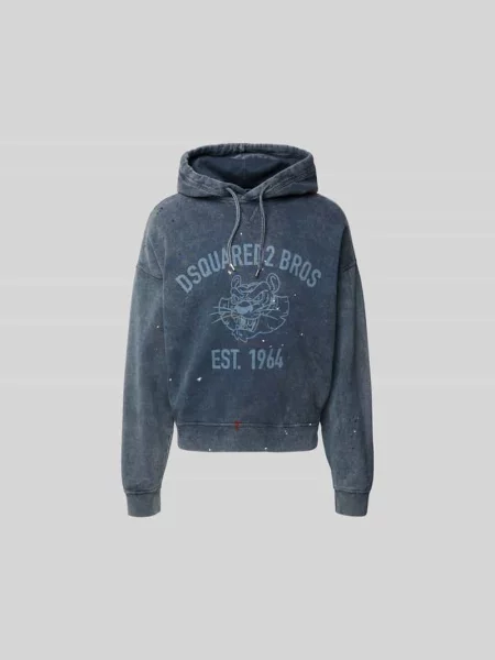 Bluza z kapturem o kroju oversized z nadrukiem z logo Dsquared2 błękitna