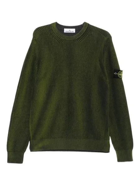 Pulover Stone Island cu decolteu rotund cu strasuri verde