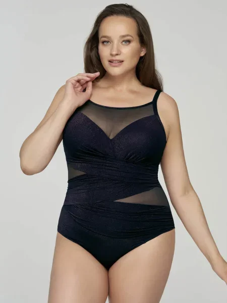 Купальник слитный с уплотнённой чашкой синій