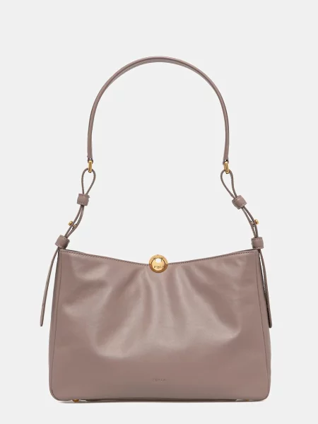 Кожена чанта Furla бежово