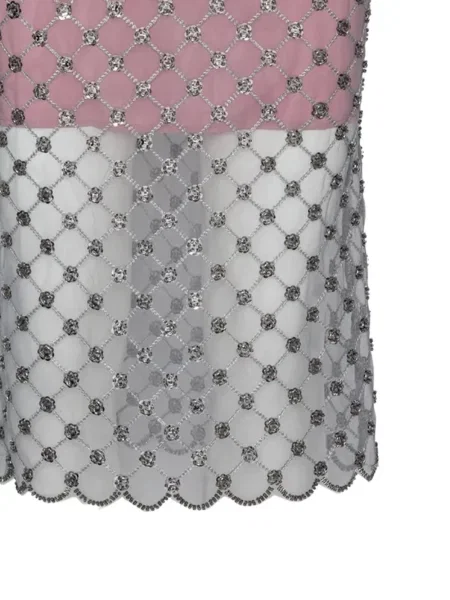 Fustă midi Rotate Birger Christensen cu model floral plasă roz