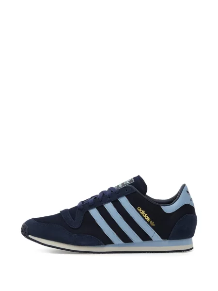 Tricou Adidas din fleece cu dungi scurt albastru