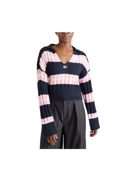 Krótki sweter Tommy Hilfiger z dżerseju niebieski