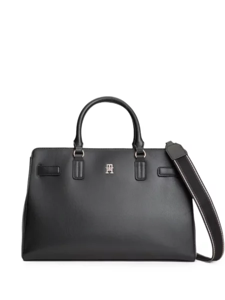 Geantă shopper Tommy Hilfiger cu autograf negru