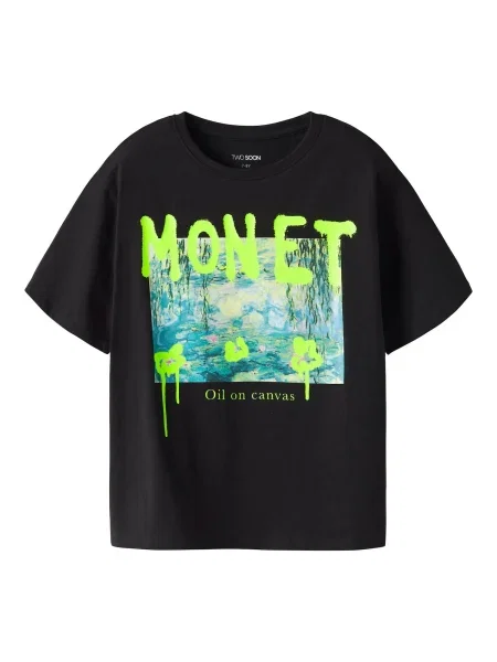 TWO SOON Tricou albastru deschis / verde neon / roz negru