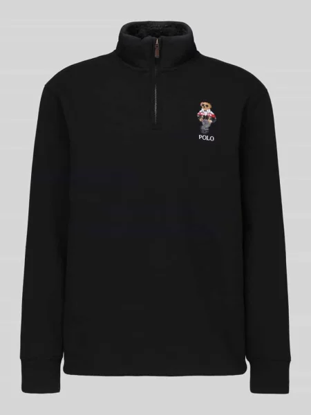 Sweter z golfem z haftowanym motywem misia Polo Ralph Lauren czarny