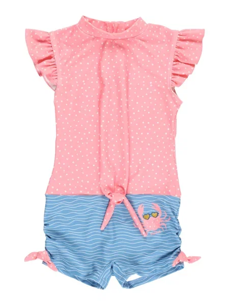 PLAYSHOES Costum de baie întreg albastru pastel / roz pal alb
