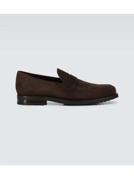 Pantofi loafer Tod's din piele de căprioară maro