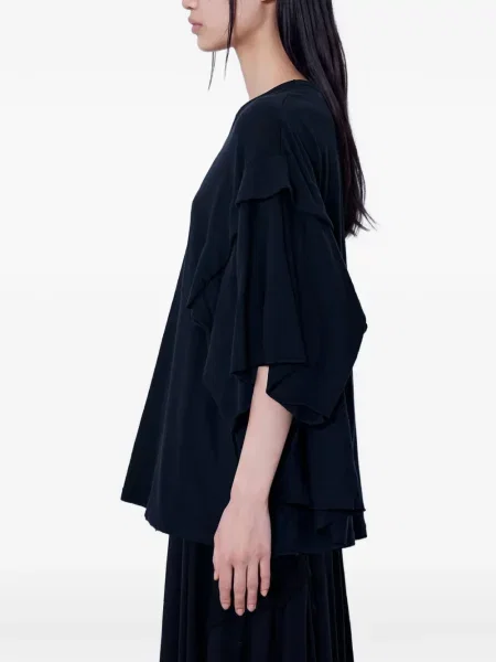 Тениска Yohji Yamamoto с кръгло деколте черно