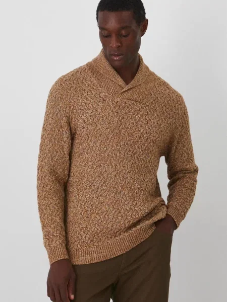 Пуловер Medicine от топла материя с ниско поло жълто