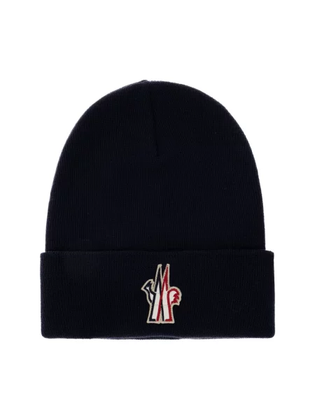 Czapka Moncler wełniana niebieska
