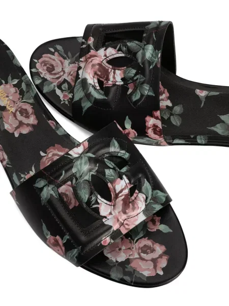 Gėlėtos raštuotos šlepetės Dolce & Gabbana juoda